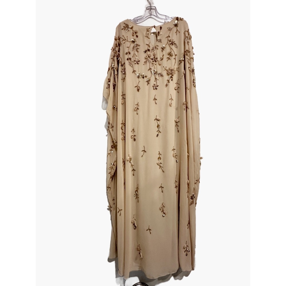 NWT Mac Duggal Floral Embellished Kaftan Gown in Nude Gold Size 12 Fairy Boho - Picture 8 of 16